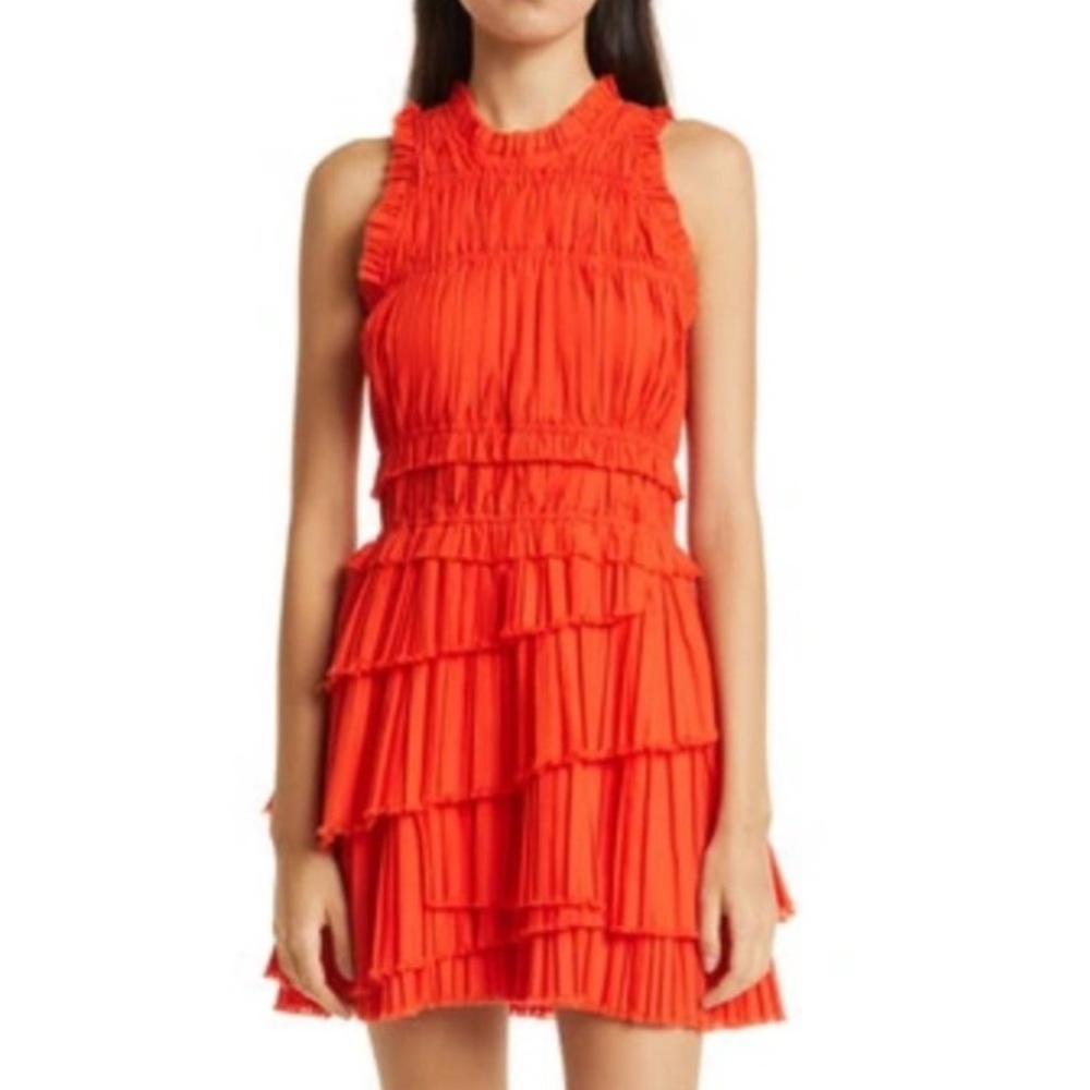 Sea New York Greir Pleated Sleeveless Mini Dress